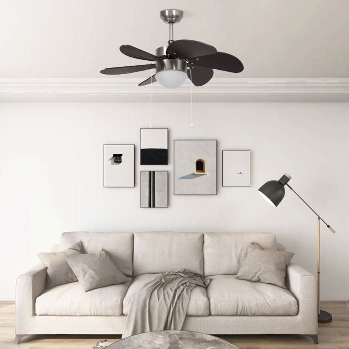 Ventilateur de Plafond avec Lampe - vidaXL - MDF - marron foncé - 76 cm@sxc50j