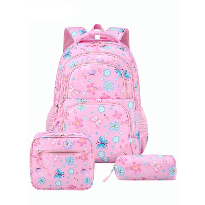 XJYDNCG 3Pcs Sac Scolaire Fille Cartable Enfant Primaire Ensemble Sac à Dos Multi‑compartiments Étanche - Rose
