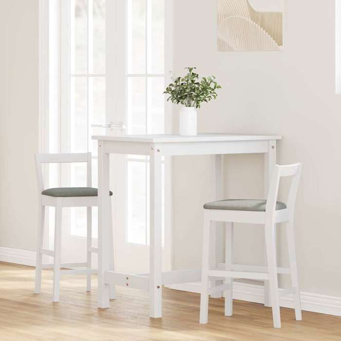Winter SaleTabourets de bar avec coussins (lot de 2) Sièges de Bistroen bois massif blanc et caoutchouc(355 x 425 x 795 cm) 5