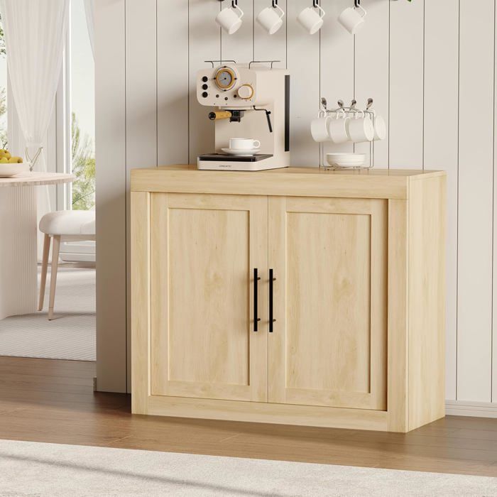 Buffet bas moderne en bois 71 – Grand meuble de rangement pour cuisine salle à manger ou salon – Scandinave – 2 portes en bois