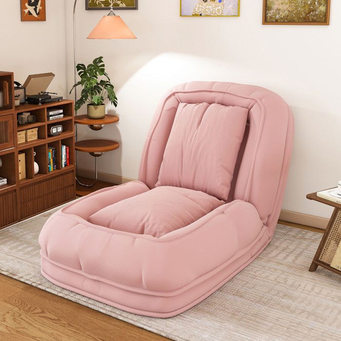 NuvlaGu - Fauteuil de sol inclinable Pouf convertible inclinable avec un angle réglable de 90°-180° idéal pour les salons - Rose