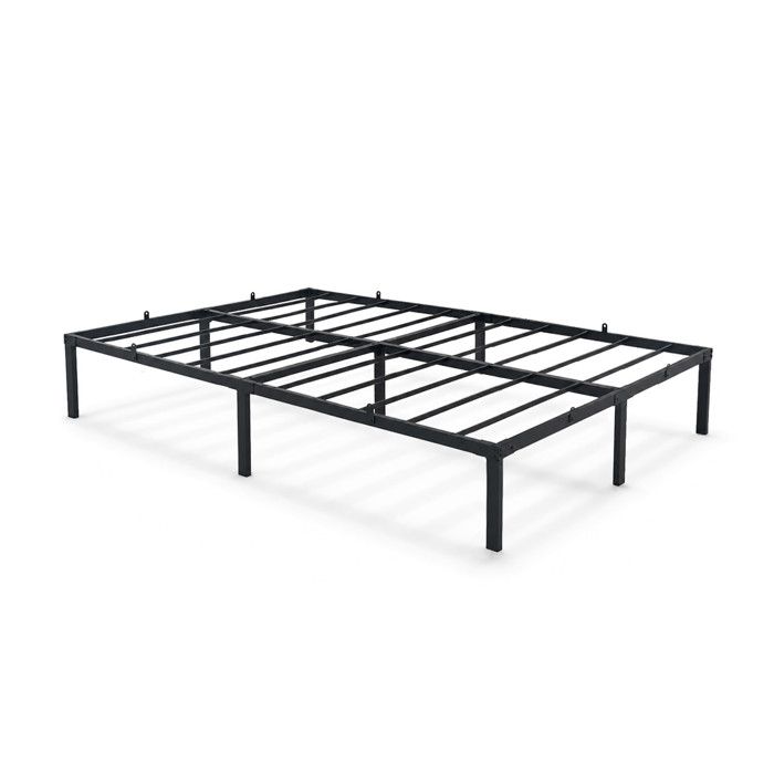Lit pliant en métal AKORD 120x200 cm noir sommier 20 lattes 9 pieds sans matelas