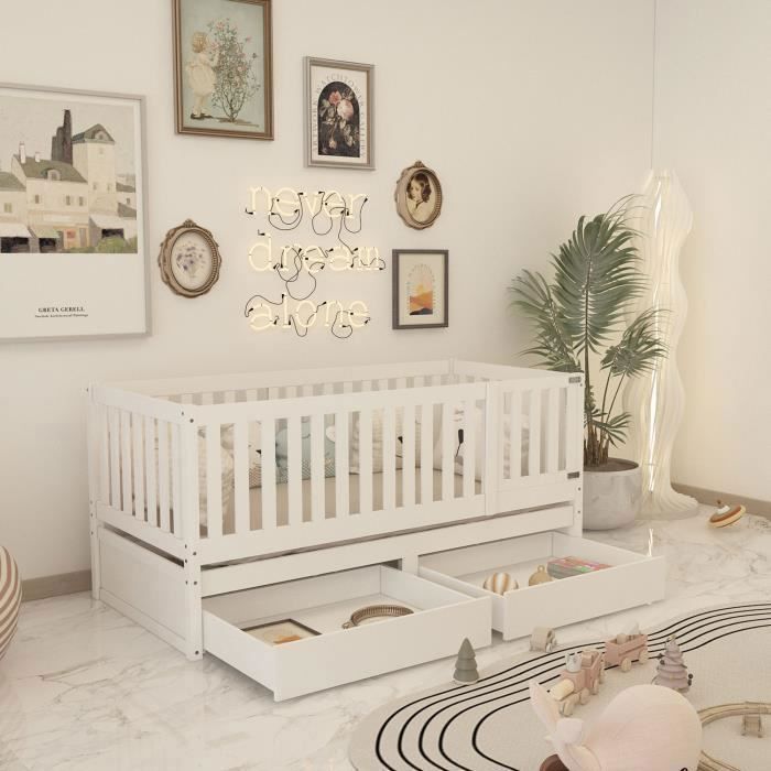 Lit Cabane 90x200 Cm Lit Superposé Avec 2 Tiroirs, Sommier à