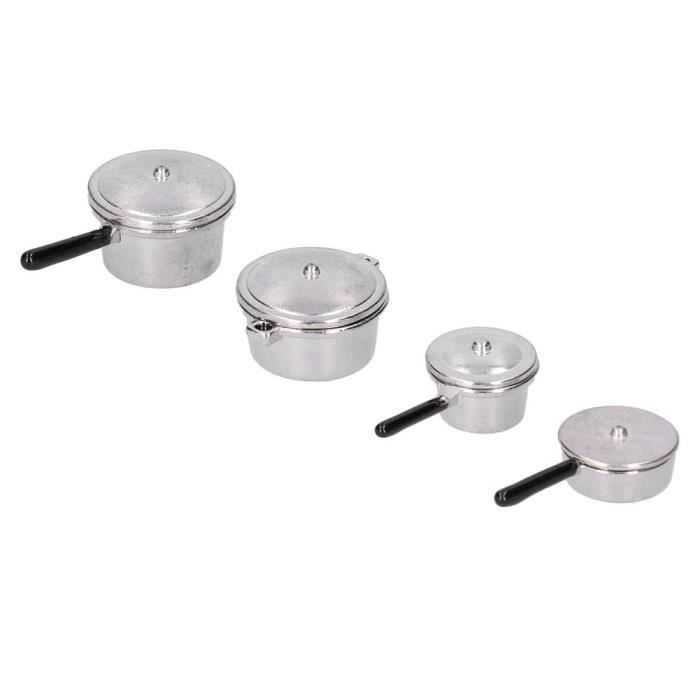 Miniature Ustensiles De Cuisine 1/12 - Lot 4 Pièces Argentées Pour Maison De Poupée | Décoration Miniature