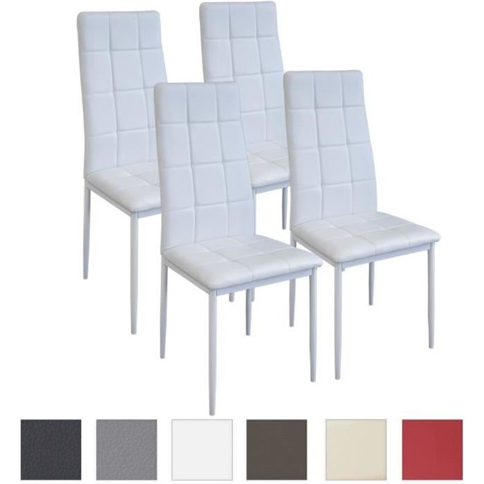 Lot de 4 chaises Albatros RIMINI en simili blanc et métal - Confortables et légères - Contrôlées par SGS