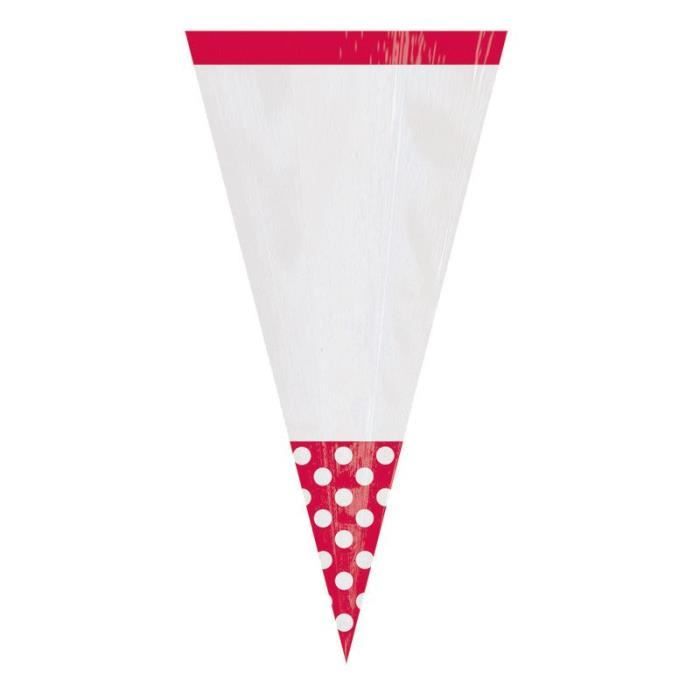 10 SACHETS CONES À BONBONS POIS ROUGES Cdiscount Au quotidien