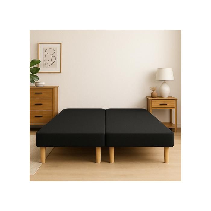 SOMMIER TAPISSIER NOIR 80X200X2 (160X200) FABRICATION FRANCAISE ARTISANALE PIEDS OFFERT HAUTEUR AVEC PIEDS 27CM - 80x200noirsx2