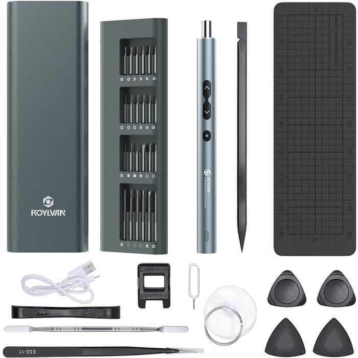 Tournevis électrique De Précision 28 En 1 Sans Fil - Rechargeable Avec Lampe LED, Parfait Pour Le Bricolage Fin