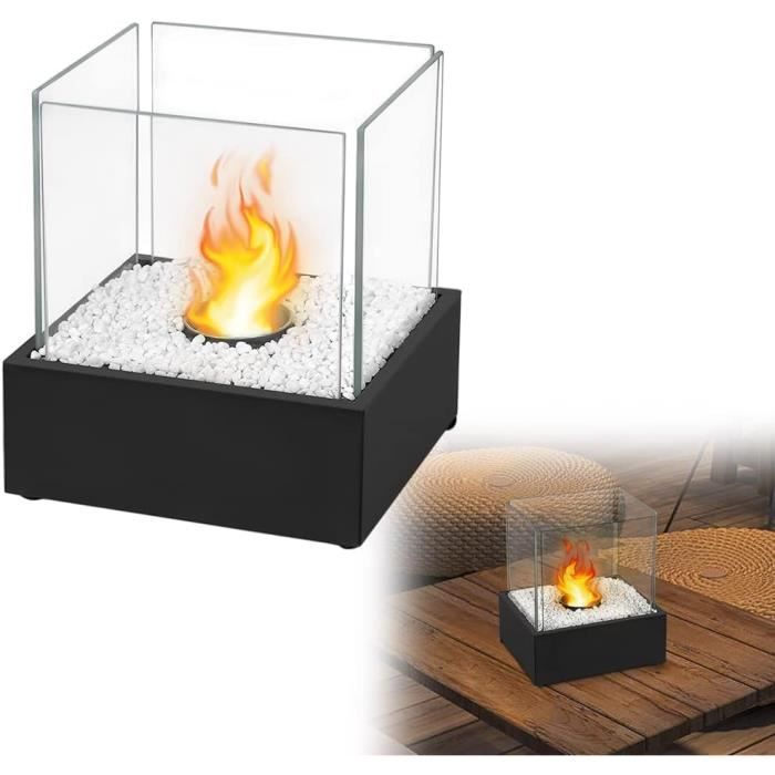 Cheminée De Table Décorative à éthanol - Flamme Ajustable Effet Tornade - Pour Intérieur Et Extérieur (16x16x40 Cm)