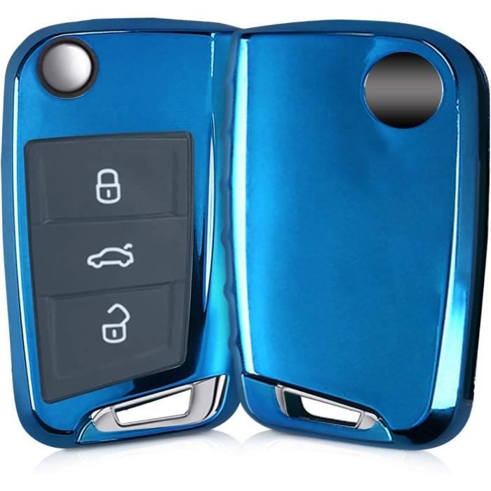 Télécommandes Pour Voiture - Accessoire Clé Compatible Vw Golf 7 Mk7  3-bouton Coque Protection Silicone Bleu Haute - Cdiscount Auto
