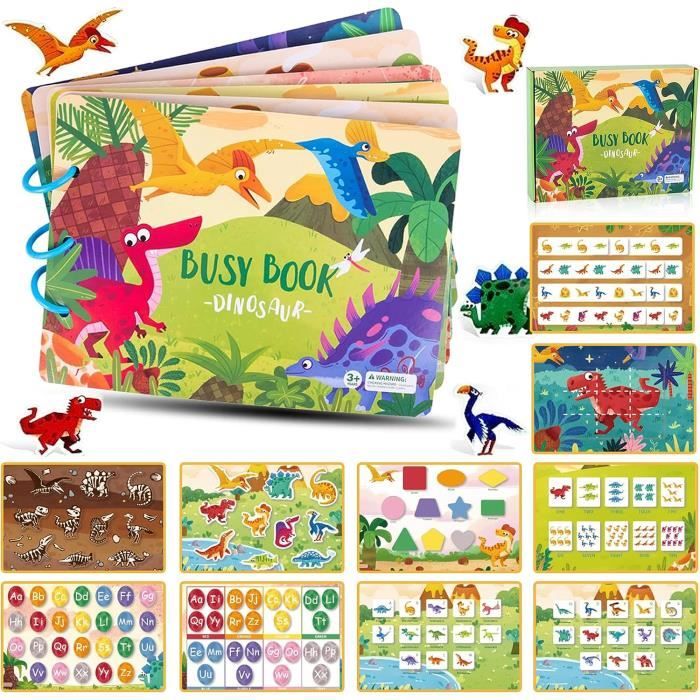 Livre d'autocollants pour enfants, livre silencieux, exercice cognitif,  livre de puzzle (dinosaure) - Cdiscount Jeux - Jouets
