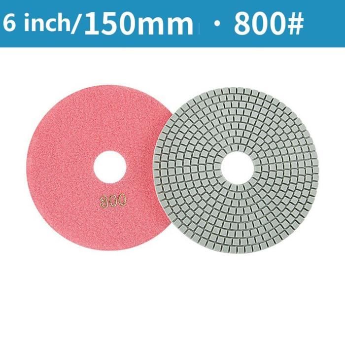 Tampon de polissage diamant,6 pouces,150mm,humide-sec,disques de meulage  flexibles pour pierre de granit,béton- 800[B768344]