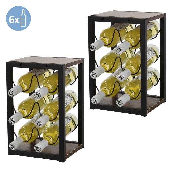 3x Casier à vin 23 bouteilles porte-verres de bar armoire à vin noir 40x22x68 cm | Leroy Merlin