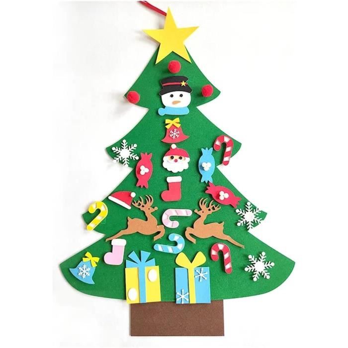 Arbre De Noël En Feutre DIY Pour Enfants - 32 Décorations Amovibles, Décoration Murale Et De Porte