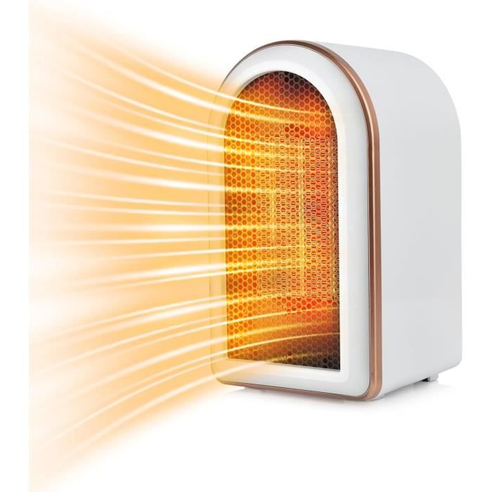 F.EASY.D Chauffage D'Espace 1000W Portable PTC Céramique - 3 Modes Minuterie Pour Bureau Intérieur