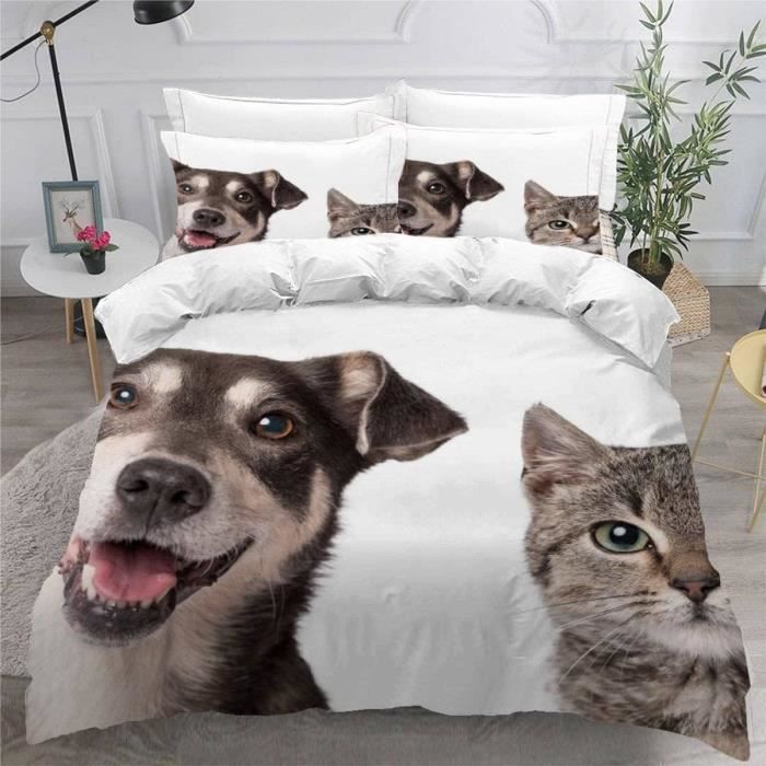 Housse De Couette 140X200 Enfant Chat 3D Imprimé Fille Parure De Lit 1