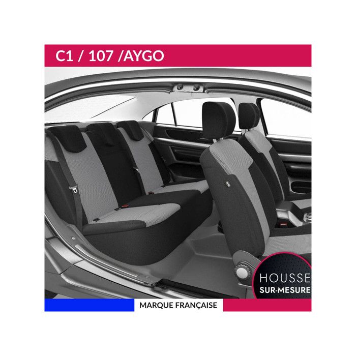 Housses de siège sur mesure pour C1 / 107 / AYGO (06/2005 à 04/2014) Housse Voiture / Auto dintérieur Jeu complet en tissu