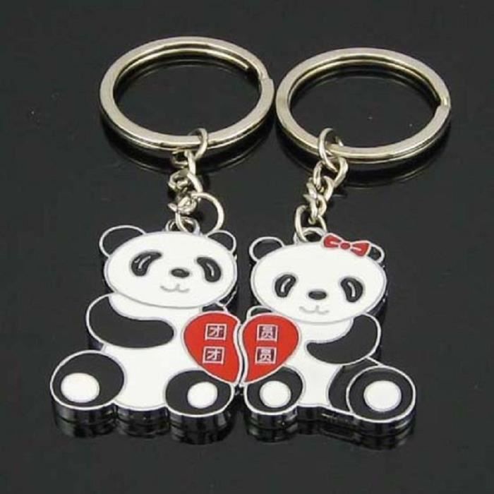 Coffret porte-clé trousseau panda aux couples damoureux de Home Care Wholesale® FR ensemble 2 pièces
