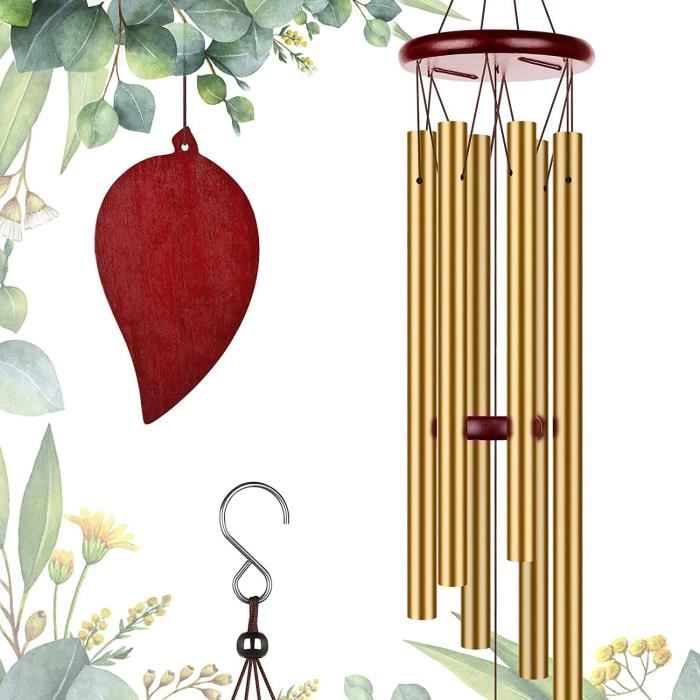 Carillon à Vent 6 Tubes Aluminium - Classique Et Apaisant Pour Jardin, Patio Ou Terrasse - Décoration Extérieure Paisible
