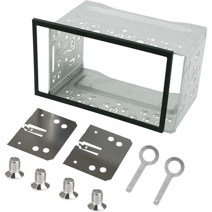 Sound-Way Kit Montage Autoradio 1 DIN Universel – Cadre Métallique Noir + Clés Démontage Pour Installation Autoradio Standard ISO