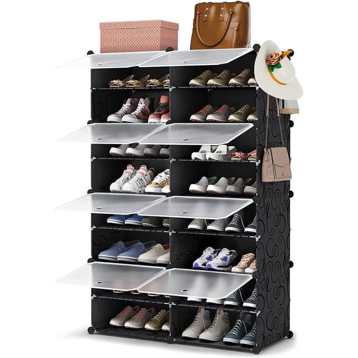 Meuble Chaussure WOLTU, pour 32 Paires, Boîte à Chaussures Empilable avec Portes, 8