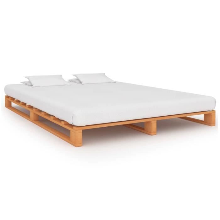 cadre de lit de palette marron bois de pin massif 180 x 200 cm - pop - market