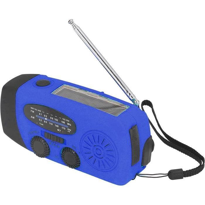 Radio Solaire IPX3 étanche à Manivelle LED Radio Lampe De Poche (Style Américain) A246 - Bleu