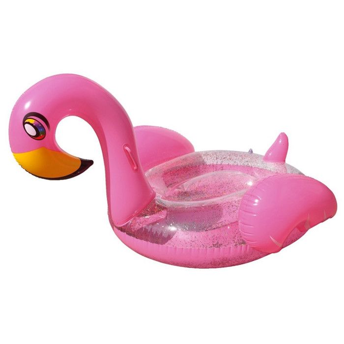 Matelas gonflable géant scintillante - flamand rose