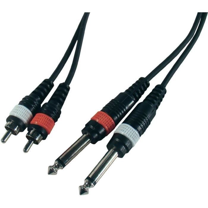 Câble double d’interconnexion gamme Black Roland Connecteurs jack 1/4 de pouce vers RCA 4,5 m RCC-15-2R28 