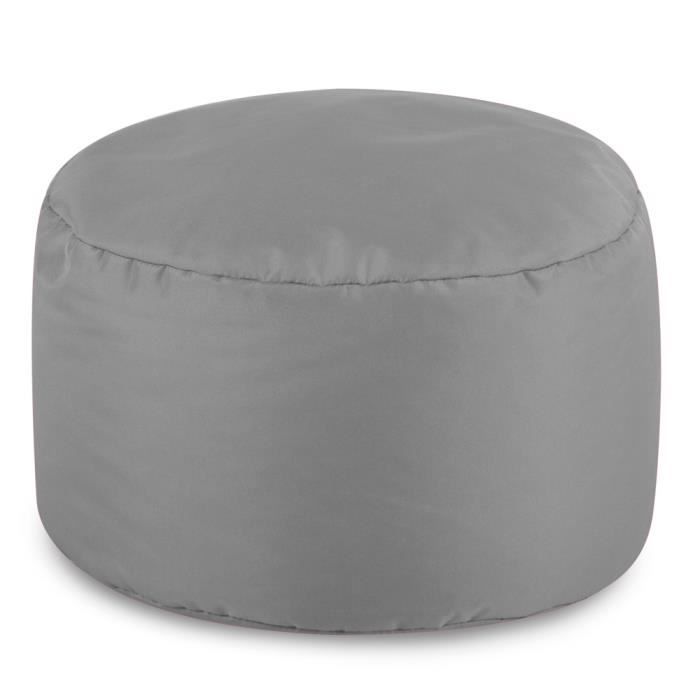 pouf rond repose-pieds - bean bag bazaar - veeva - tissu - résistant à l'eau - 38cm x 20cm - gris clair