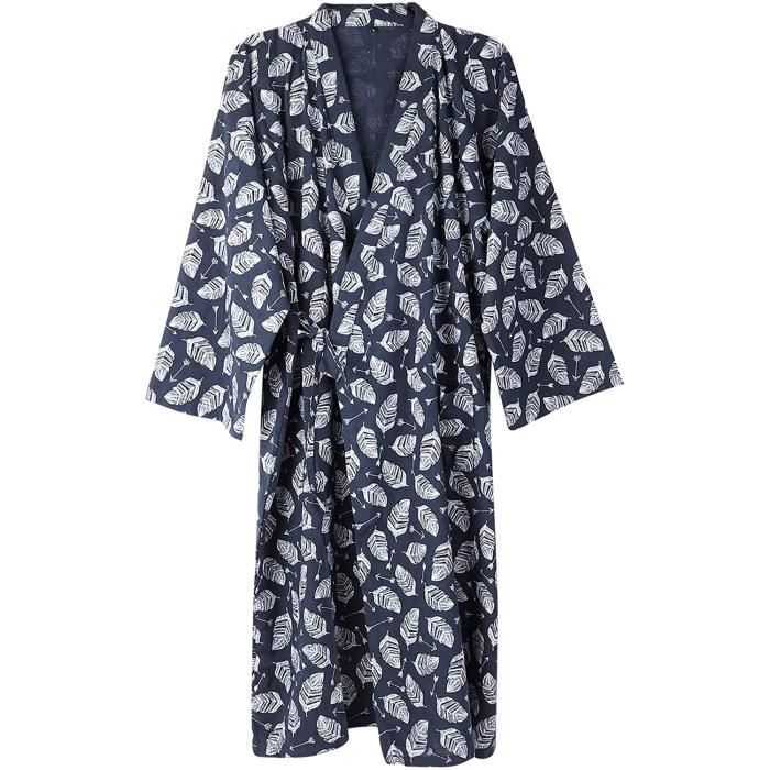 Unisxe Peignoir de Bain Kimono Japonais en Pur Coton Double Femme