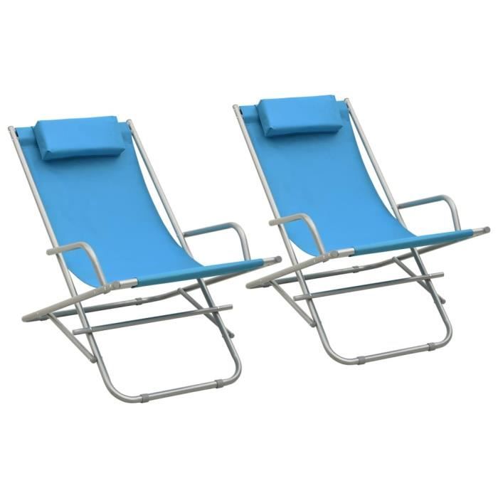 luxe&chic lot de 2 chaises à bascule contemporain - fauteuil relax fauteuil à bascule chaise de jardinacier bleu 5539
