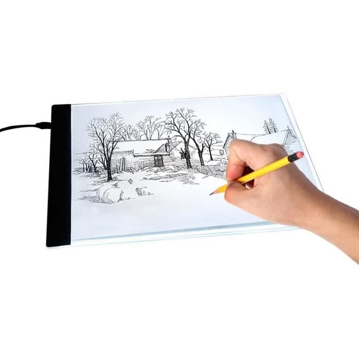 Table lumineuse A4, 36 x 27 cm, planche à dessin ultra fine, plaque lumineuse à 3 niveaux de luminosité pour dessin, croquis, peinture diamant, animation, plaque à dessin A4, tampon lumineux pour