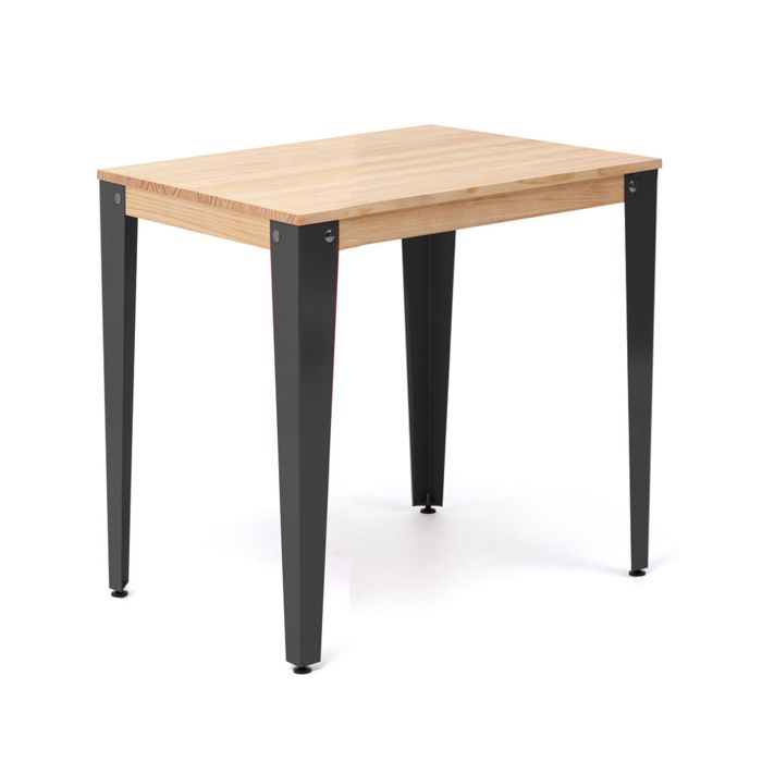 table salle à manger lunds - box furniture - 70x70x75cm - noir-naturel - style scandinave - moderne