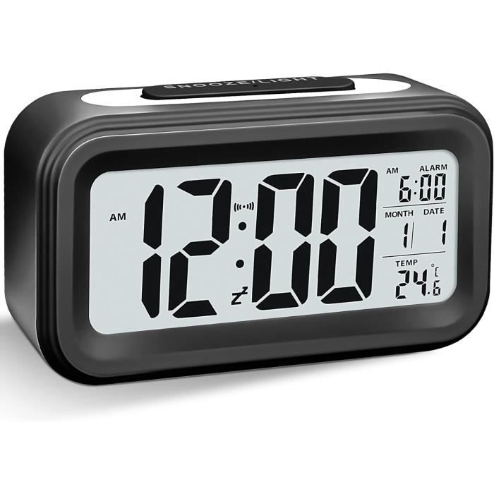 Réveil Numérique Gentpovth - Grand Écran LED, Affichage Température | Snooze Et Veilleuse