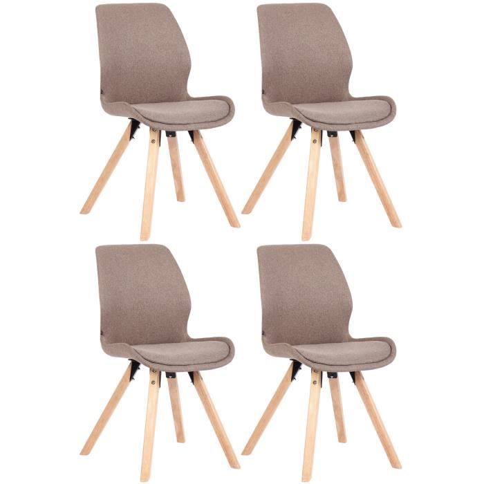Chaises Salle à Manger TEENO - Lot De 6 - Pieds Hêtre Massif Noir - Assise Rembourrée