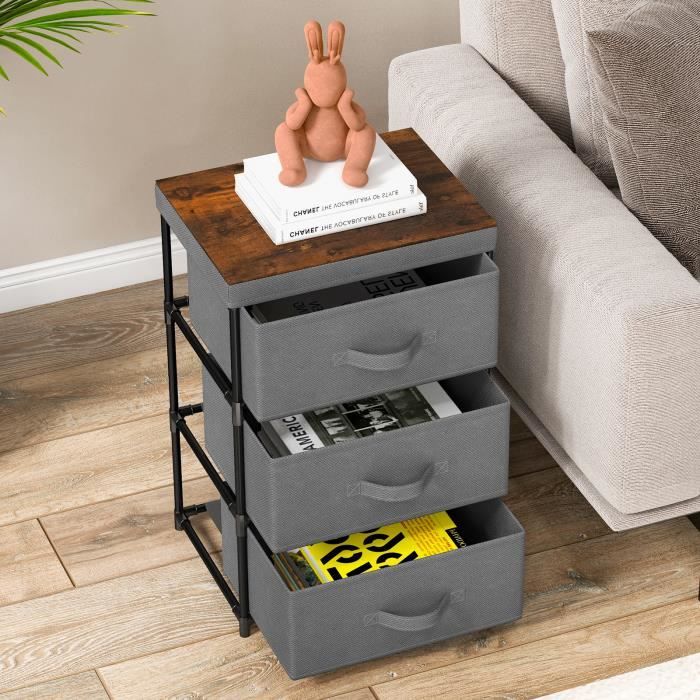 YITAHOME Commode - 8 Tiroirs En Tissu Commode Chambre Meuble De Rangement Cadre En Metal Moderne Salon Noir