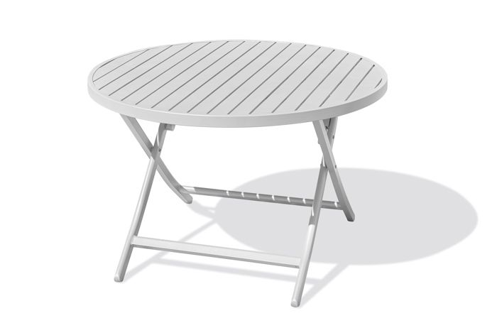 Table de jardin pliante en aluminium - MARIUS - GRIS - Diamètre 110 cm