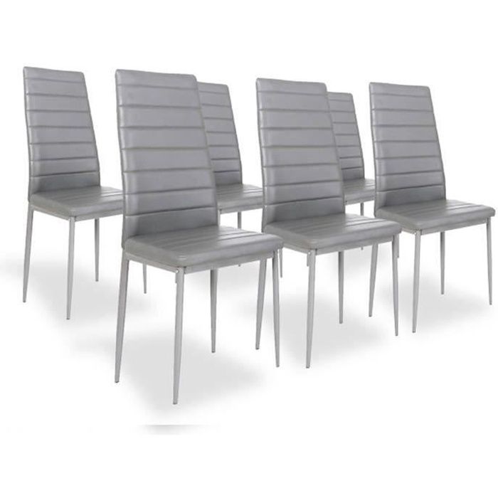 Lot de 6 chaises salle à manger grises  Lena  DESIGNETSAMAISON