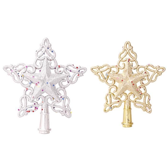 20cm Argent Étoile Sapin Noël en Plastique, Topper d'arbre de Noël pour 20cm Argent Étoile Sapin Noël en Plastique, Topper d'arbre de Noël pour