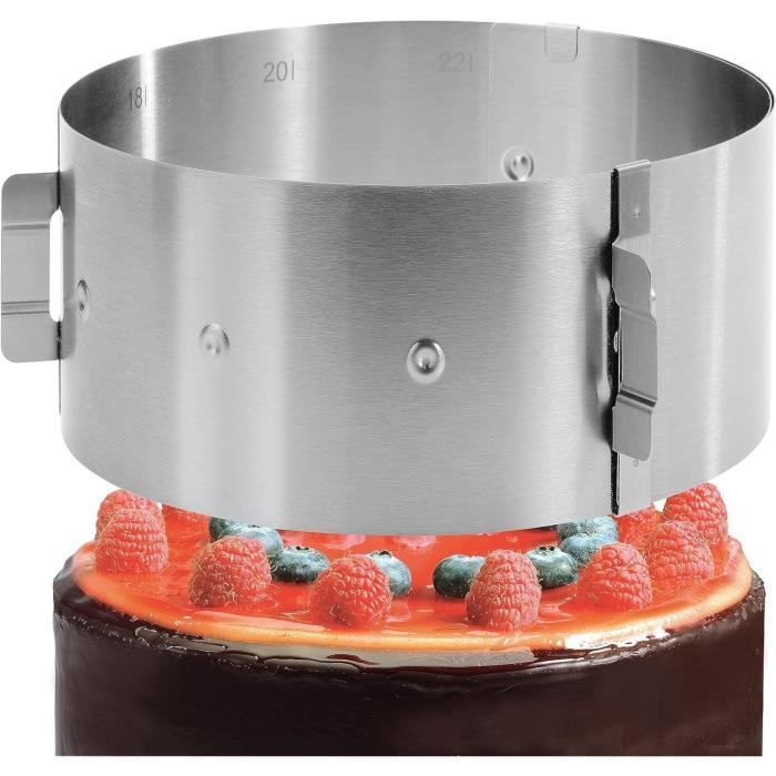 Cercle à gâteau-tarte réglable en acier inoxydable avec graduation8,5