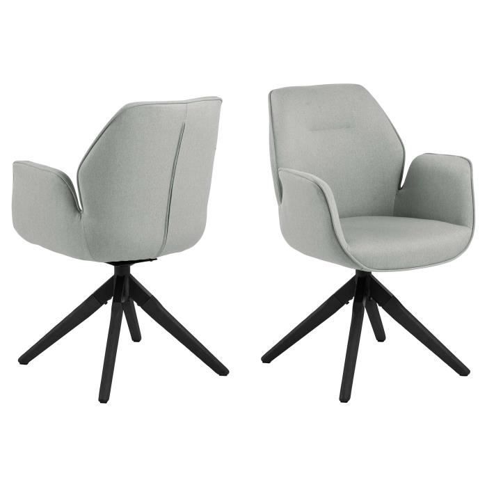 Chaise de salle à manger Aubin - EMOB - Gris clair - Bois dhévéa - Tissu - Scandinave - Moderne Chaise de salle à manger Aubin - EMOB - Gris clair - Bois dhévéa - Tissu - Scandinave - Moderne