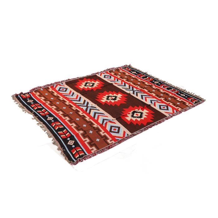 Tapis Pique-nique Indien Avec Pompons – Coton, Résistant à L'humidité, Camping, Jardin, Plusieurs Motifs