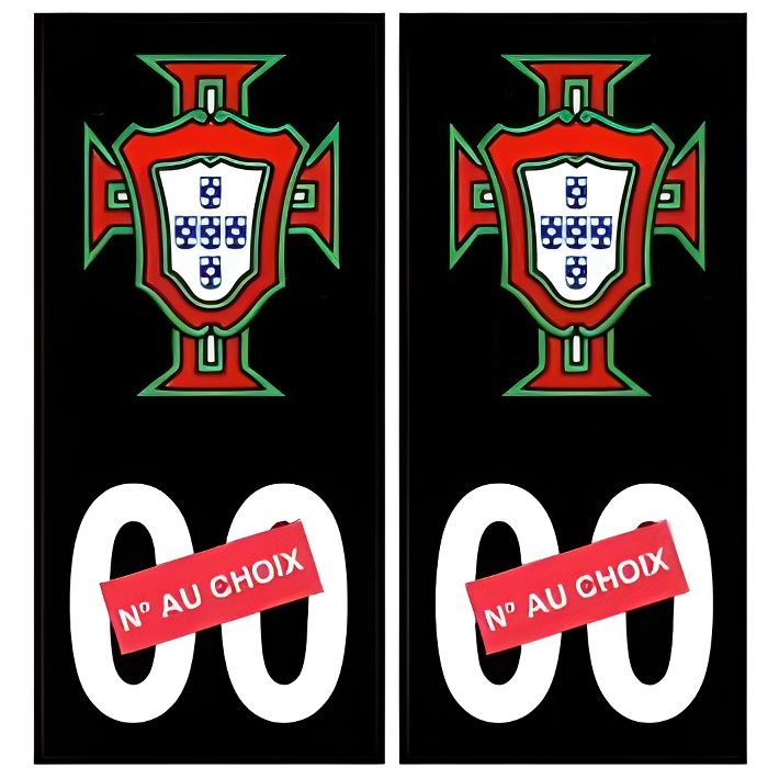 autocollant plaque immatriculation Portugal FPF F avec numéro au choix noir 2-1 - Angles : arrondis Arrondis
