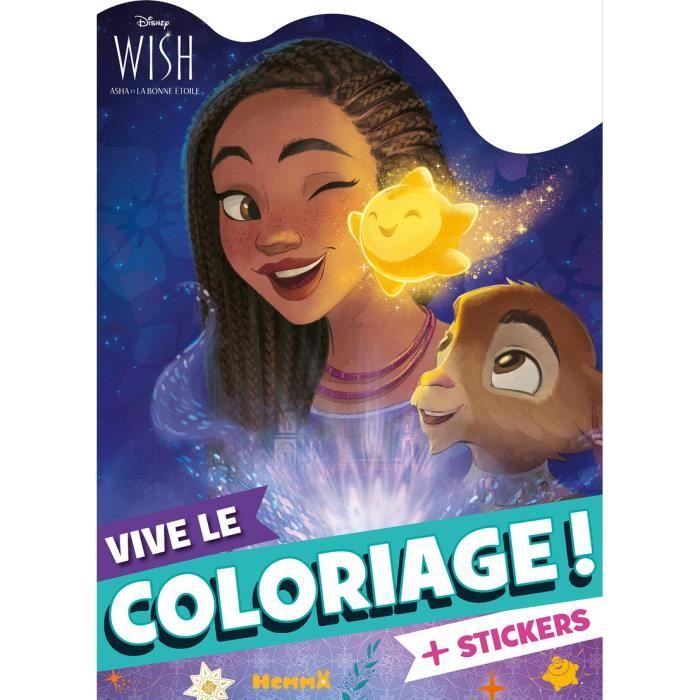 Hemma - Disney Wish - Vive le coloriage – Livre de coloriage avec stickers  – Dès 4 ans - - Collectif