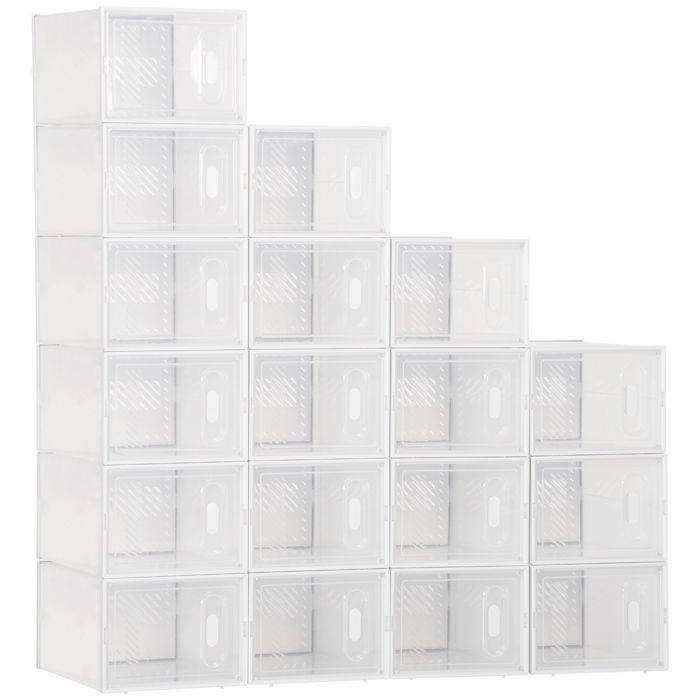 Boites de rangement - HOMCOM - lot de 18 cubes rangement chaussures modulable portes transparentes - PP - 25x35x19cm