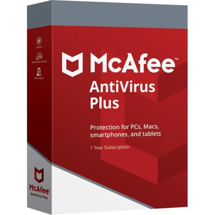 McAfee Antivirus Plus 2024 | 3 Appareils | 1 An | PC-Mac-Android-iOS | Téléchargement