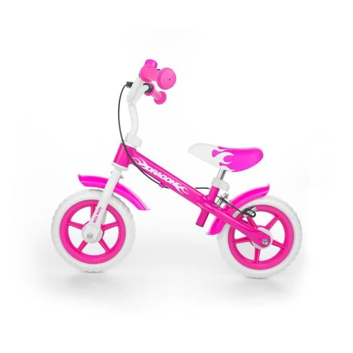 Milly Mally Draisienne à 3 Roues Ride On Jake Classic Candy Junior Rose Blanc