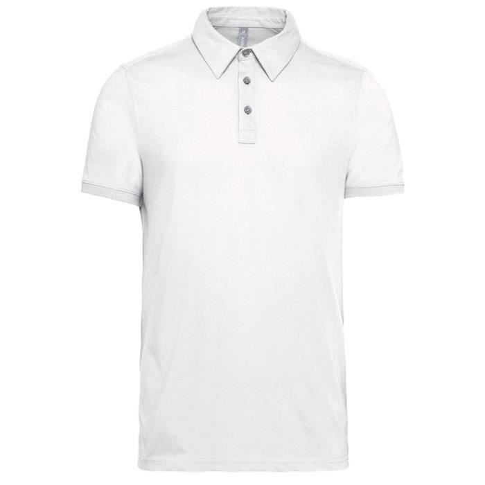 Polo jersey manches courtes - Homme - K262 - blanc - 100% coton peigné