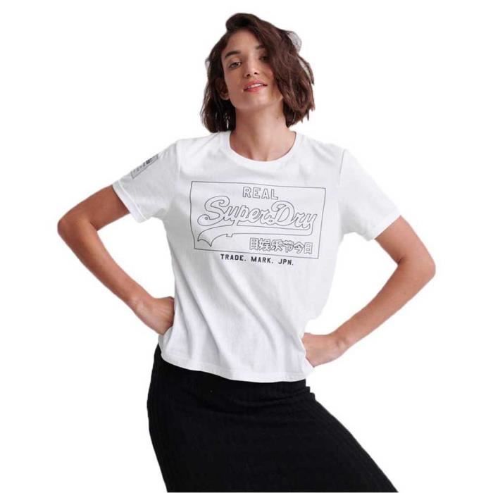 V tements femme T Shirts Superdry Vintage Logo Outline Pop Blanc